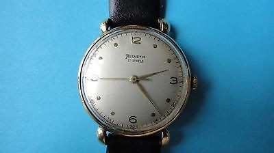   ANTIQUE MENS 18K SOLID GOLD HELVETIA SWISS WATCH MECHANICAL MOVEMENT