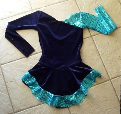   NAVY BLUE Chakira VELVET Competition FIGURE/ICE SKATING Dress 12/14