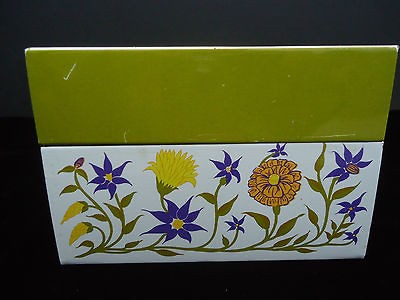 Retro Flower Power Recipe Tin with dividers 1960s 1970s hippie kitchen 