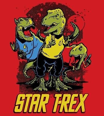 Star Trek Dinosaur Jurassic Park Kirk Spock Satire Parody Teefury Men 