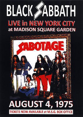 Black Sabbath vintage repro concert poster US 1975