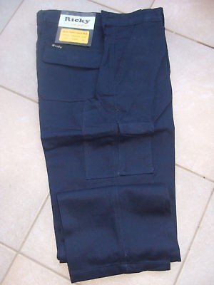 NEW MENS RICKY NAVY BLUE WORK CARGO PANTS SIZE 38