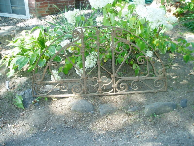 SWEET ANTIQUE FRENCH IRON HALF MOON PANEL HEADBOARD