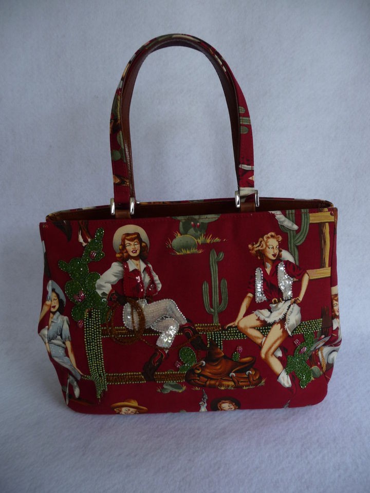 Isabella Fiore Red Western Cowgirl Horse Saddle Satchel Handbag Purse 