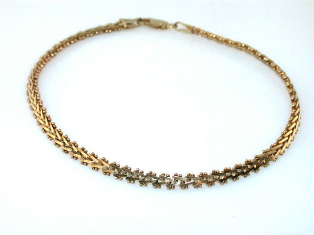 ITALIAN 10 STERLING SILVER GOLD PLATED MESH ANKLE BRACELET