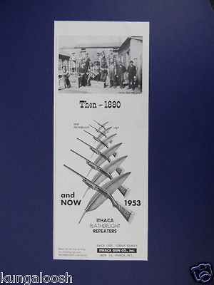 1953 ITHACA GUN COMPANY ART AD FOR FEATHERLIGHT REPEATERS SALES