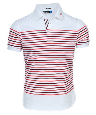 NEW J LINDEBERG MEN GOLF GENE SLIM TECH SAIL PIQUE RED CORAL SIZE L 