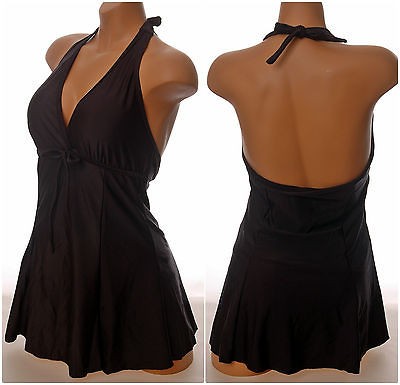 Swimsuit Swimdress Black US Size L 12 14 Bathing Suit Swimswear Halter 