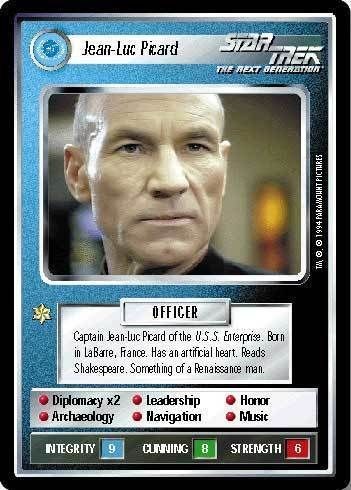 Star Trek CCG Premiere Limited BB Black Border 1E Rare Jean Luc Picard