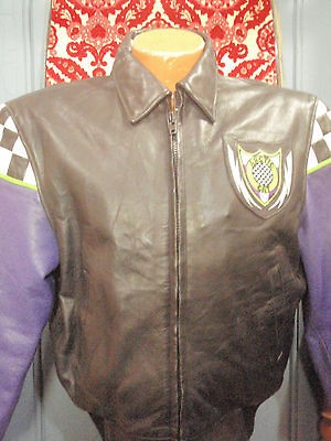   Jacket LEATHER Arctic Cat Black Purple Green Size Medium WOW