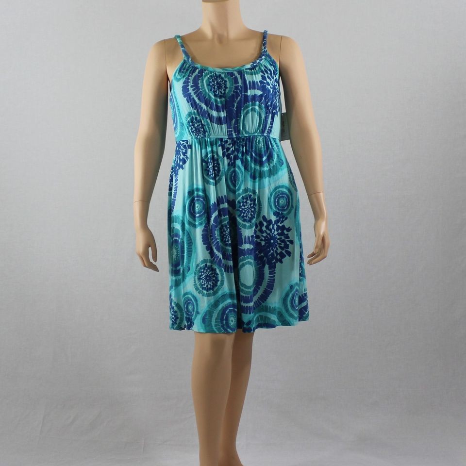 New Style & Co. Teal Blue Floral Geometric Sundress sz 3X Knit Casual 