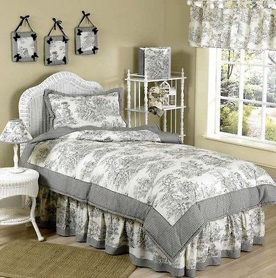 SWEET JOJO DESIGNS CHEAP BLACK TOILE KIDS TWIN TEEN BEDDING ROOM SET 