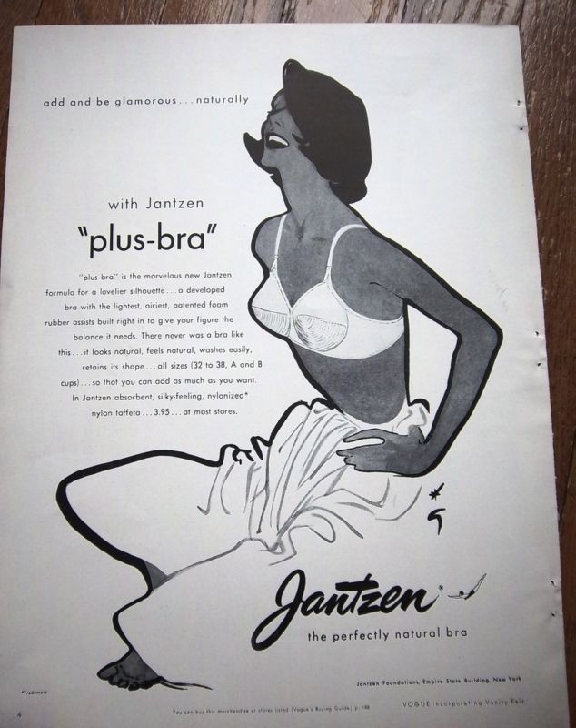 1951 JANTZEN PLUS BRA Rene Gruau Art Ad