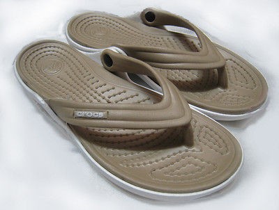 Crocs Duet Flip Flops Khaki / Oyster Men Women All Size 4 5 6 7 8 9 10 