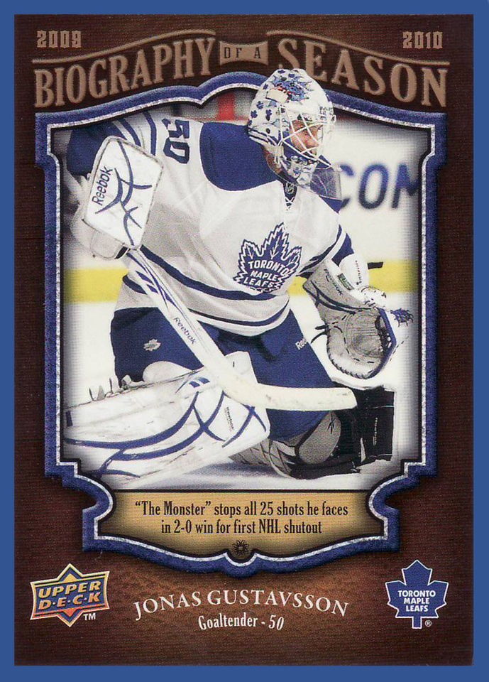 09 10 UD Biography Of A Season Jonas Gustavsson RC #BBS17 #17