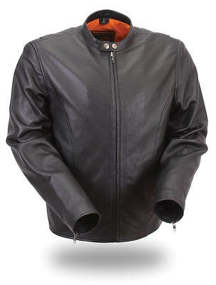 Mens Light Weight Leather Summer Biker Motorcycle Jacket