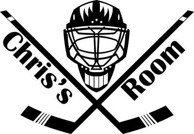 Personalized Hockey Helmet Stick Name Wall Sign