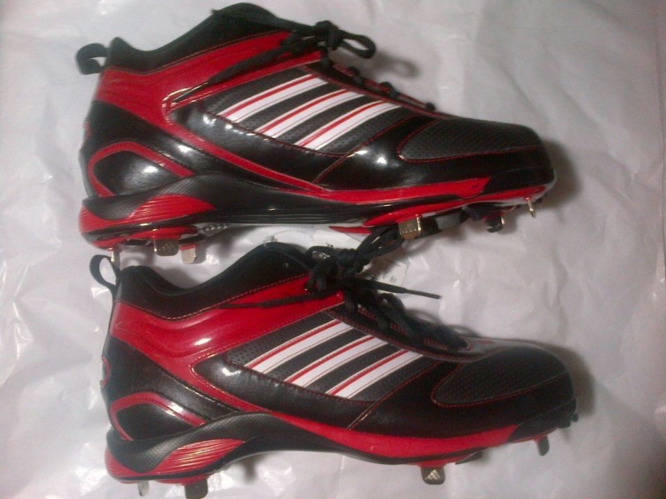 Adidas Diamond King 9 Metal Baseball Cleats Black Red Style G05174 