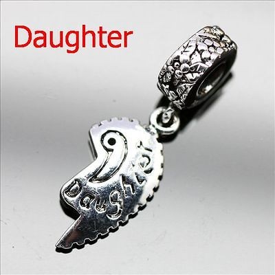 Daughter Pendant Silver European Charm Bead for Snake Bracelet 