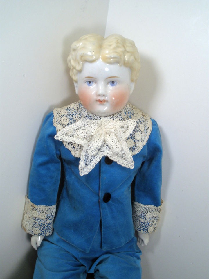 Antique 1800s KLING Blond CHINA HEAD Lg. 24 Boy DOLL Made in Germany 