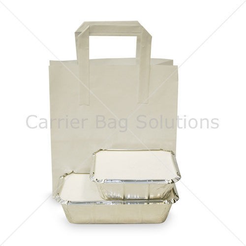 10 white party take away paper carrier bags small time
