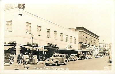 WA, Bremerton, Washington, RPPC, Rexall Drug Store, 30s Cars, Ellis No 