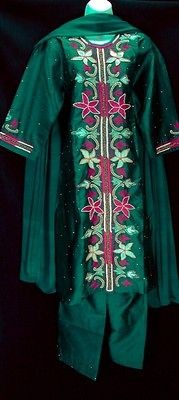 peacock green resham long sleeve shalwar salwar kameez l  