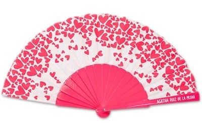 agatha ruiz de la prada spanish hand fan pink hearts