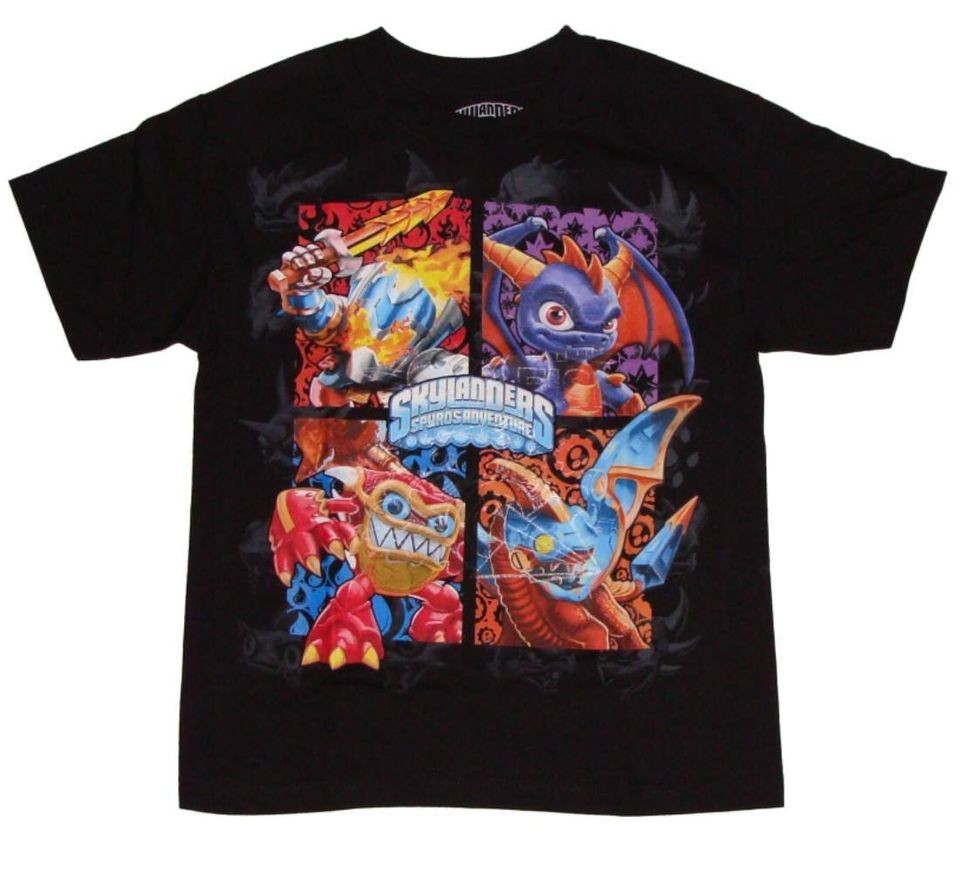 SKYLANDERS Spyros Adventure 4 Character Boys T SHIRT HIDDEN GLOW IN 