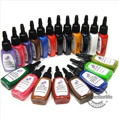 Complete Sterilized 20 Color 1/2 oz 15ml Tattoo Ink Pigment Set 