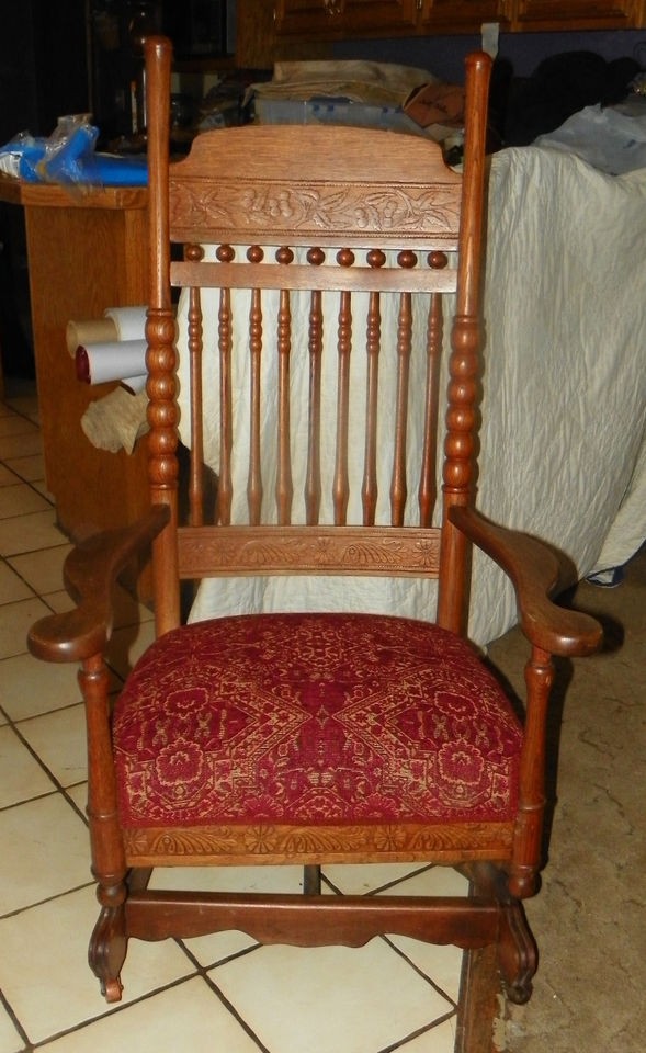 quartersawn oak carved platform rocker rocking chair r34 time left