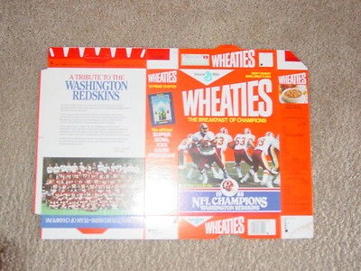 factory flat washington redskins 1988 wheaties box  