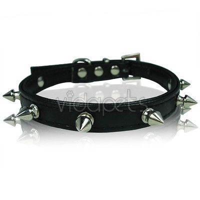 11 14 Black Leather Spiked Dog Collar Small S Spikes Fashion Collar