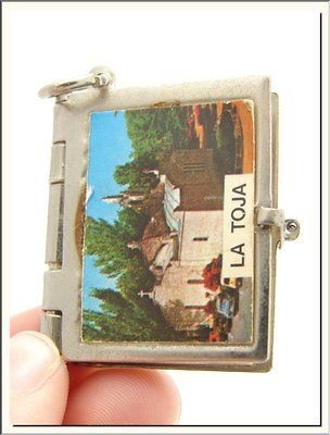 VINTAGE SPAIN LA TOJA ISLAND 8 PHOTO ALBUM BOOK LOCKET PENDANT 