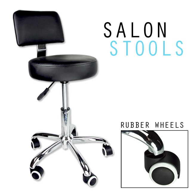 Black Hydraulic Stool Chair Facial Salon Tattoo Beauty Mobile Salon PU 