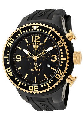 SWISS LEGEND Watch 11812P BB 01 GA Mens Neptune Chronograph Black IP 