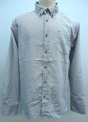 cohesive men s striped button front shirt in grey size