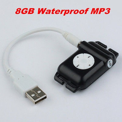 New Black 8GB 8G Swimming Waterproof  Player with FM Radio