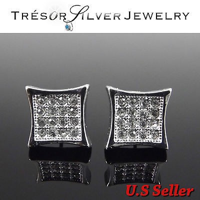   clear cz micro paved iced out hip hop bling kite stud earrings women