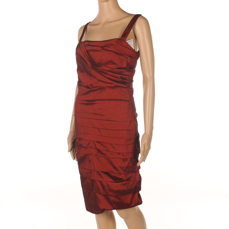 WM 20 FRANK LYMAN Burgundy Tiered Strappy Shift Dress SZ 40/UK 14 RRP 