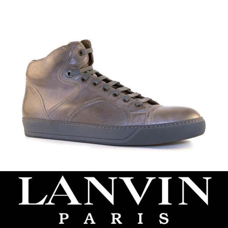 Lanvin men high sneakers shoes in Taupe Calf leather Size US 7   EU 40