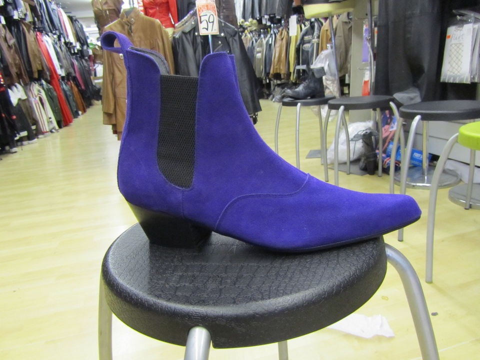 mens purple suede chelsea beat boots cuban heel beatle more