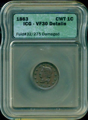 icg 1863 civil war token vf30 fuld 32 275 time