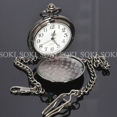 New modern limited edition Black Case Mens Quartz Pocket Watch with 