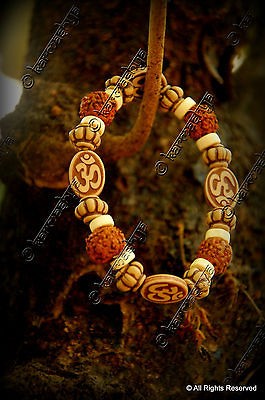   RUDRAKSH TULSI TULASI BEAD OM AUM BRACELET WRIST BAND MALA WRISTBAND