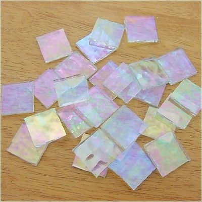 Clear Hammered Iridized Mosaic Glass Tiles   Squares, Diamonds 