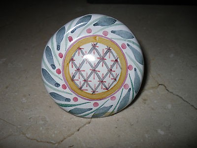 Vintage MacKenzie Childs 2 1/2 Round Decorative Hand Painted Knob 