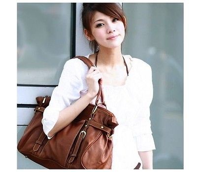 New Womens PU Leather Handbag Ladys Shoulder Motorcycle Bag Large 