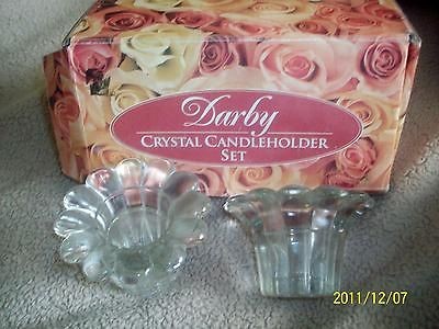 KIG Malaysia Darby Crystal Candle Stick Holders # CA 14160 Set NIB