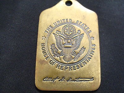 US HOUSE OF REPRESENTATIVES BRASS KEY FOB TYPE ITEM   MEMBER SIGNATURE 